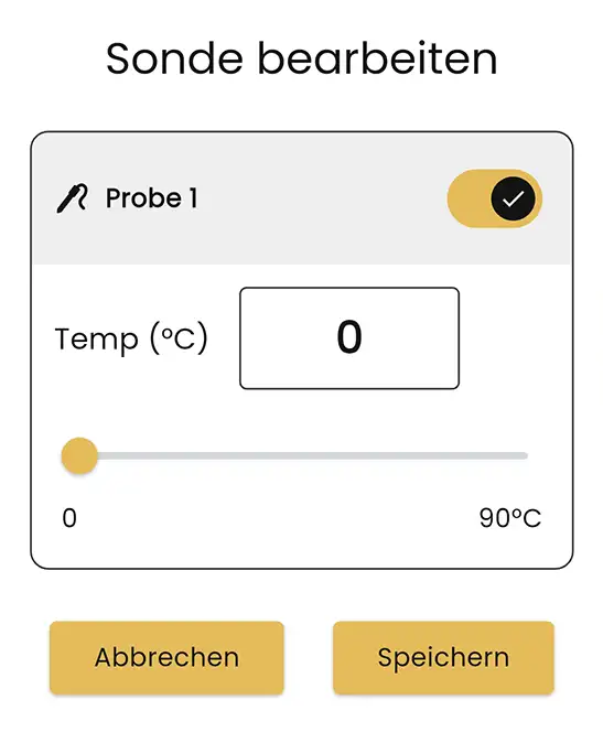 Fühler 1 – Zieltemperatur einstellen