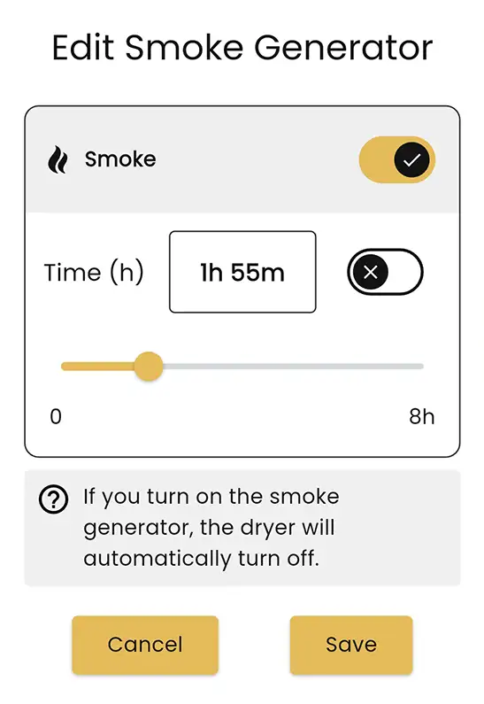 Smoke generator – setting operating time