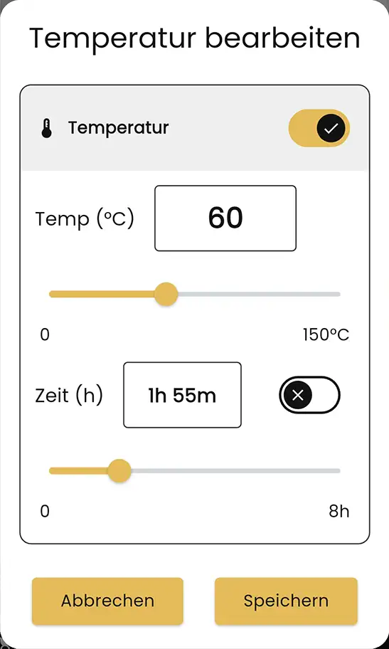 Temperatur im manuellen Modus einstellen