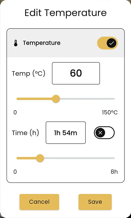 Setting the temperature in manual mode