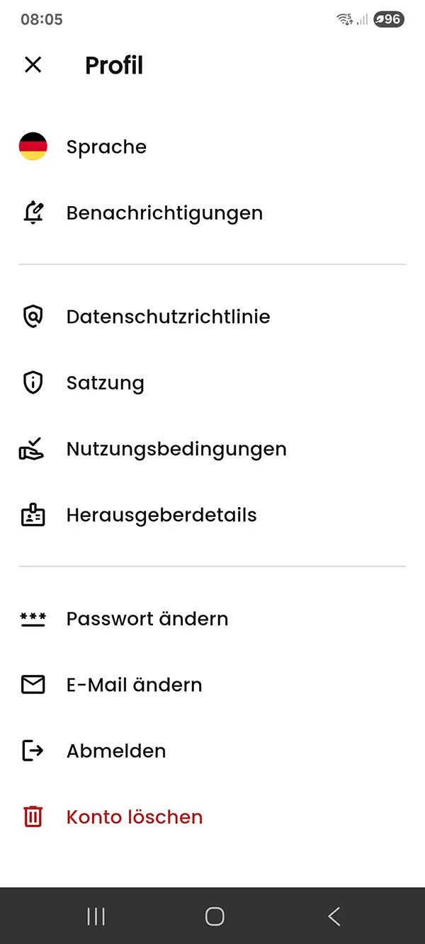 Konto löschen
