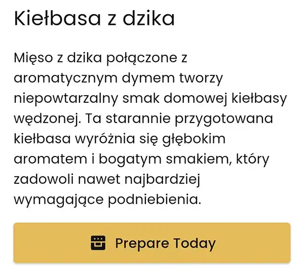 Opis przepisu i przyciski akcji