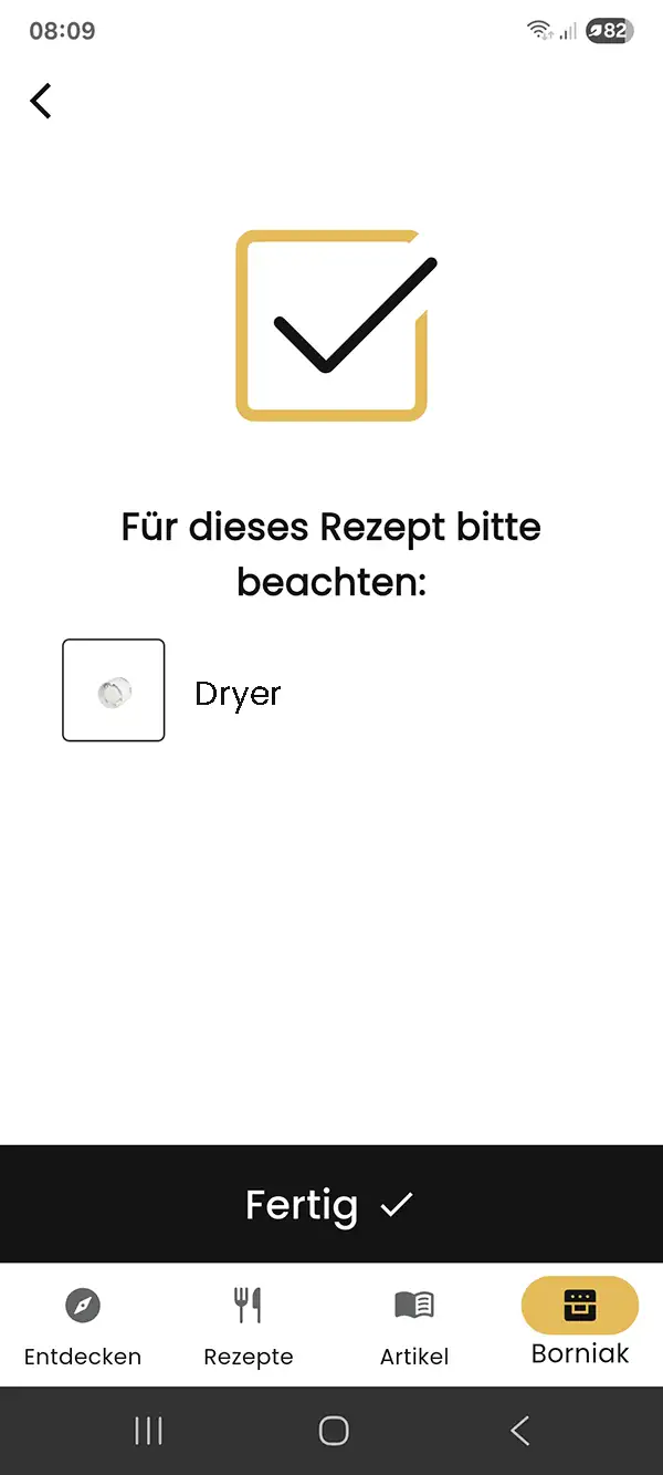 Checkliste der benötigten Zubehörteile
