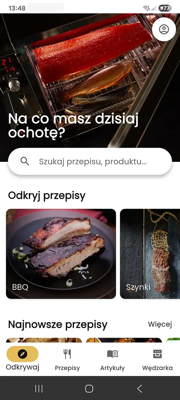 Aplikacja BORCOOK na smartfonie