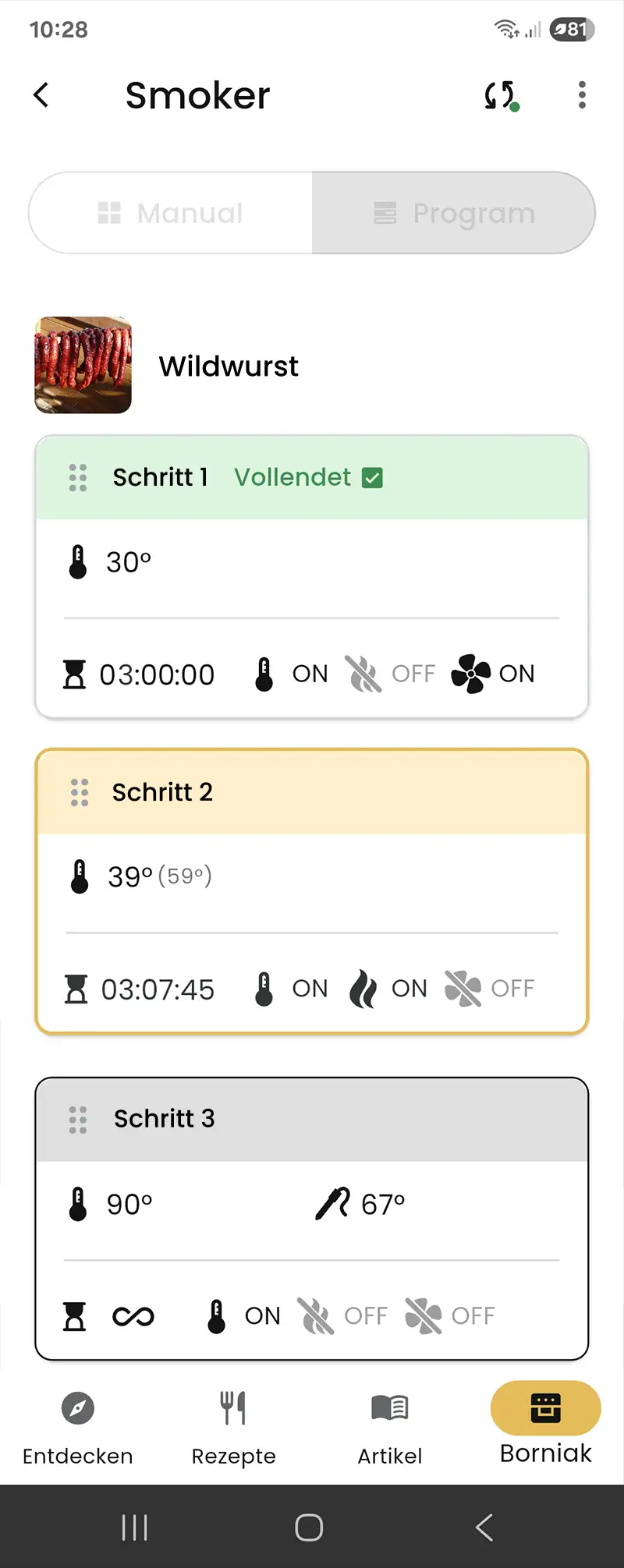 Automatische Programme in der BORCOOK App