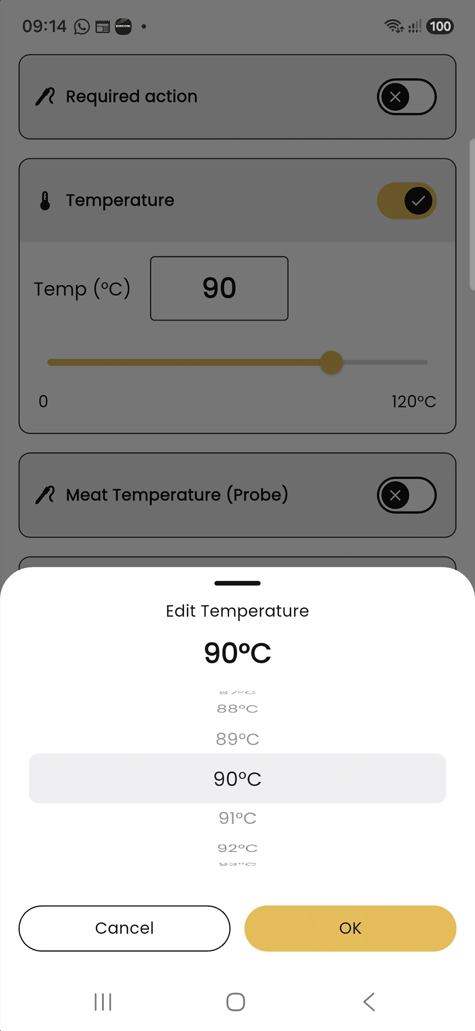 Setting the temperature