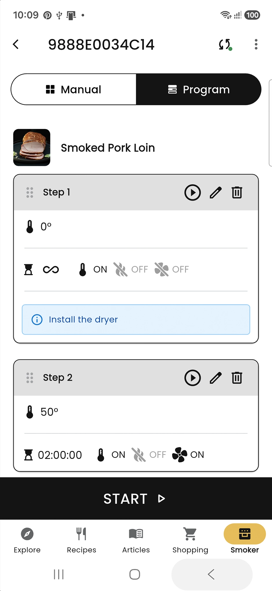 Program step list