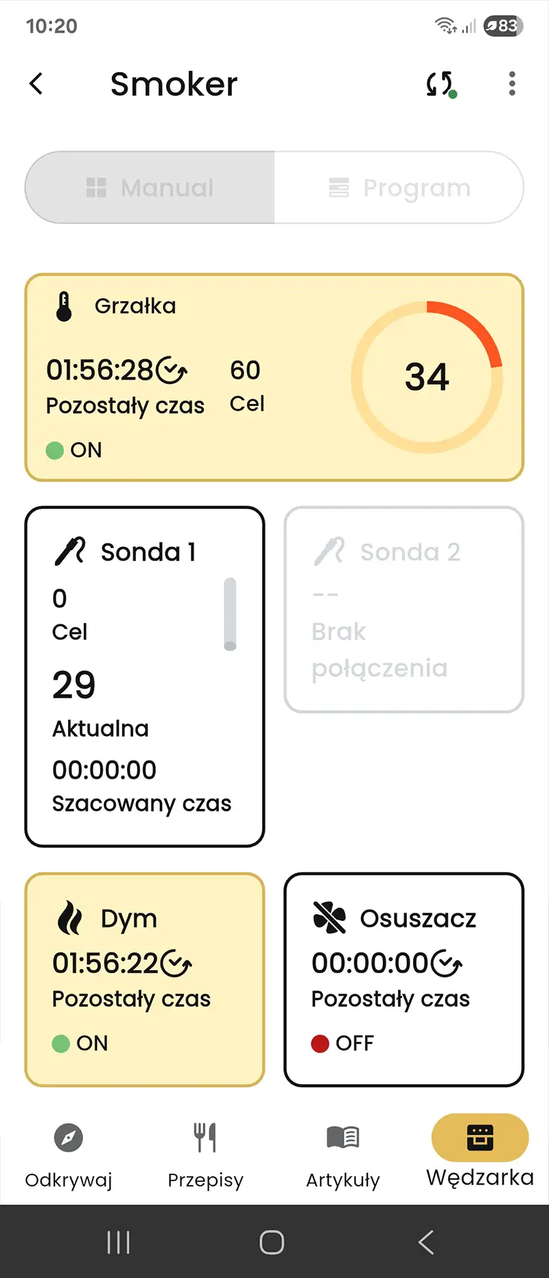 Widok trybu manualnego
