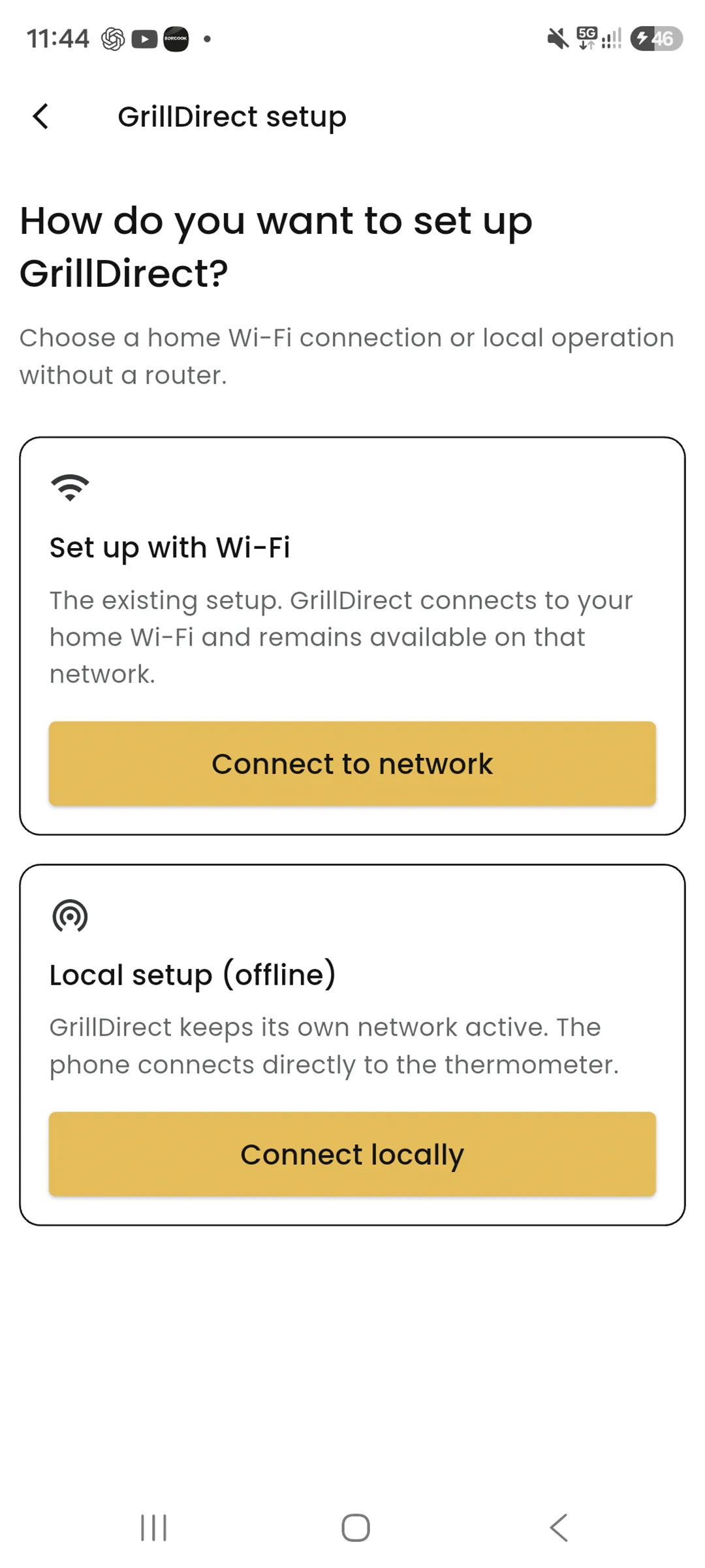 Choosing a GrillDirect setup method