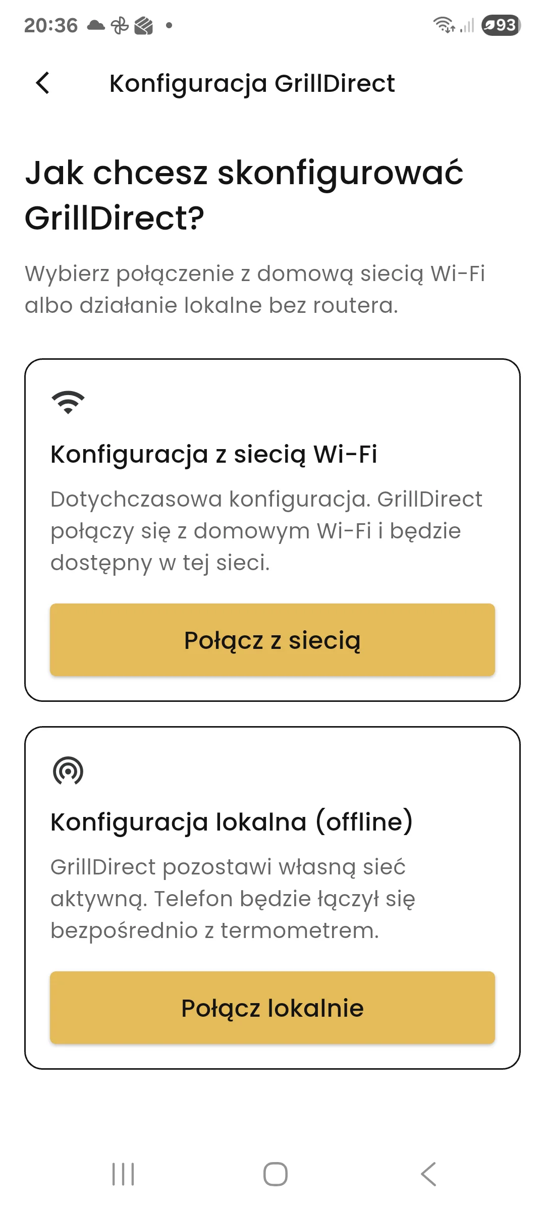 Wybór sposobu konfiguracji GrillDirect