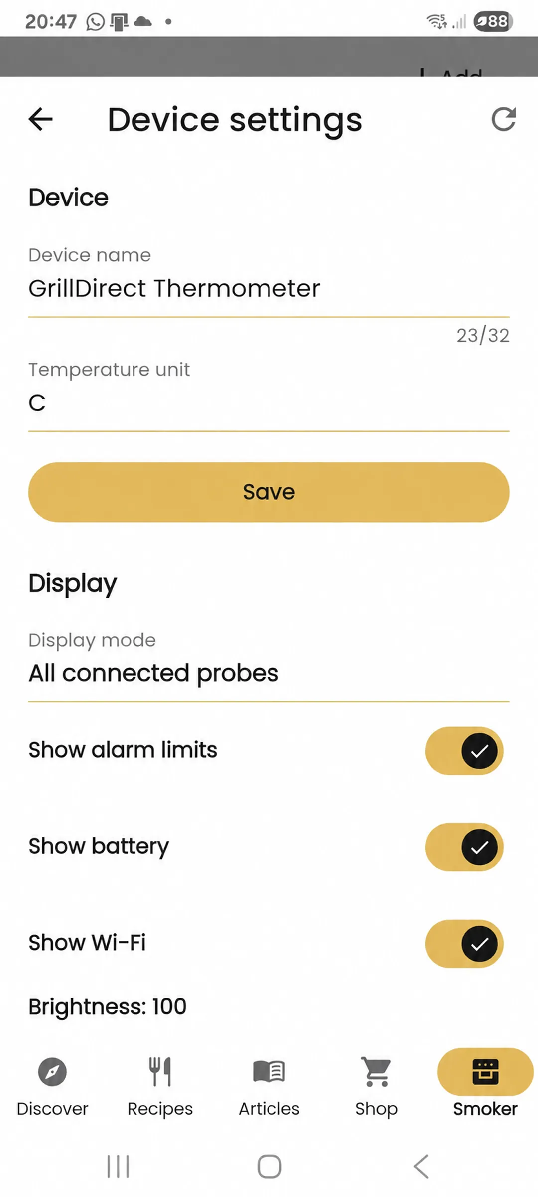 Basic GrillDirect settings