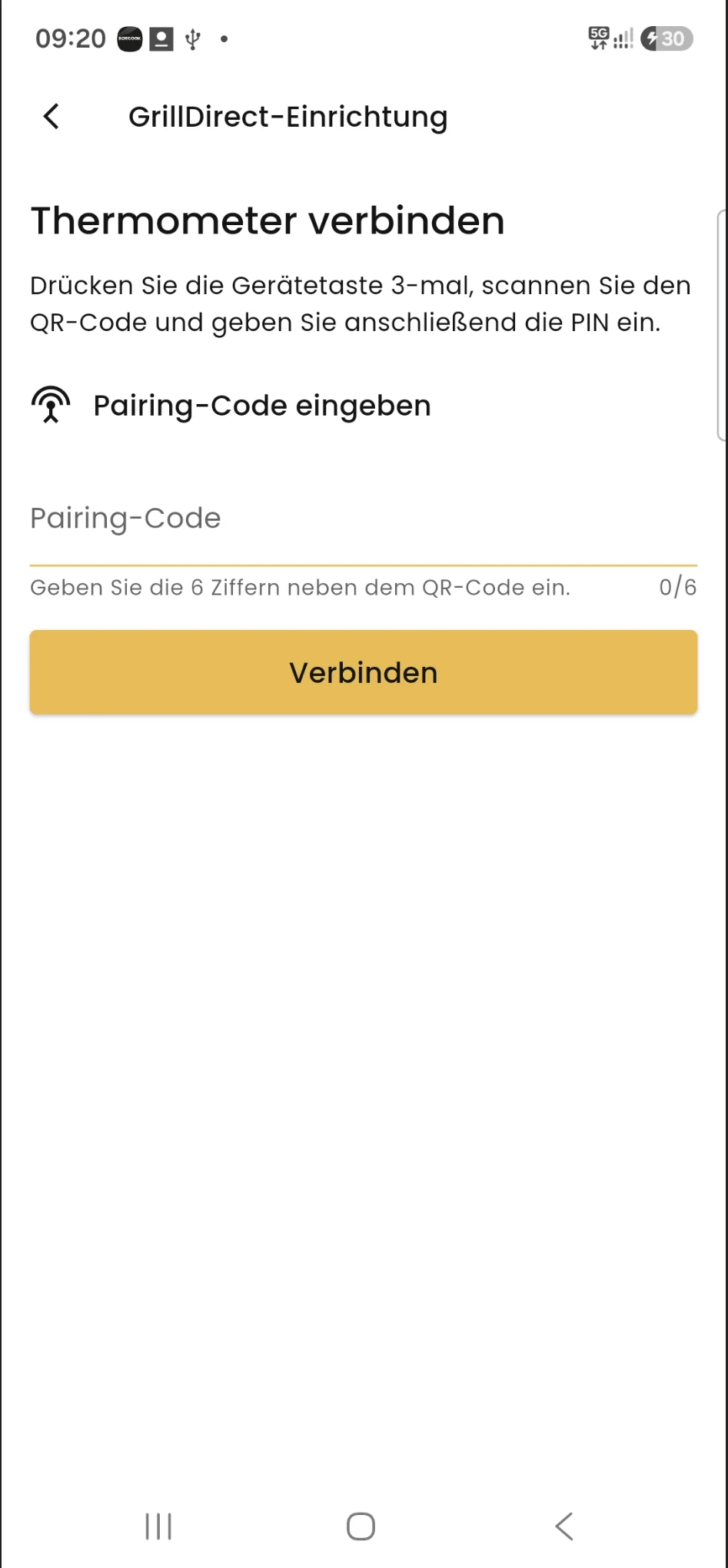 GrillDirect Kopplungscode eingeben