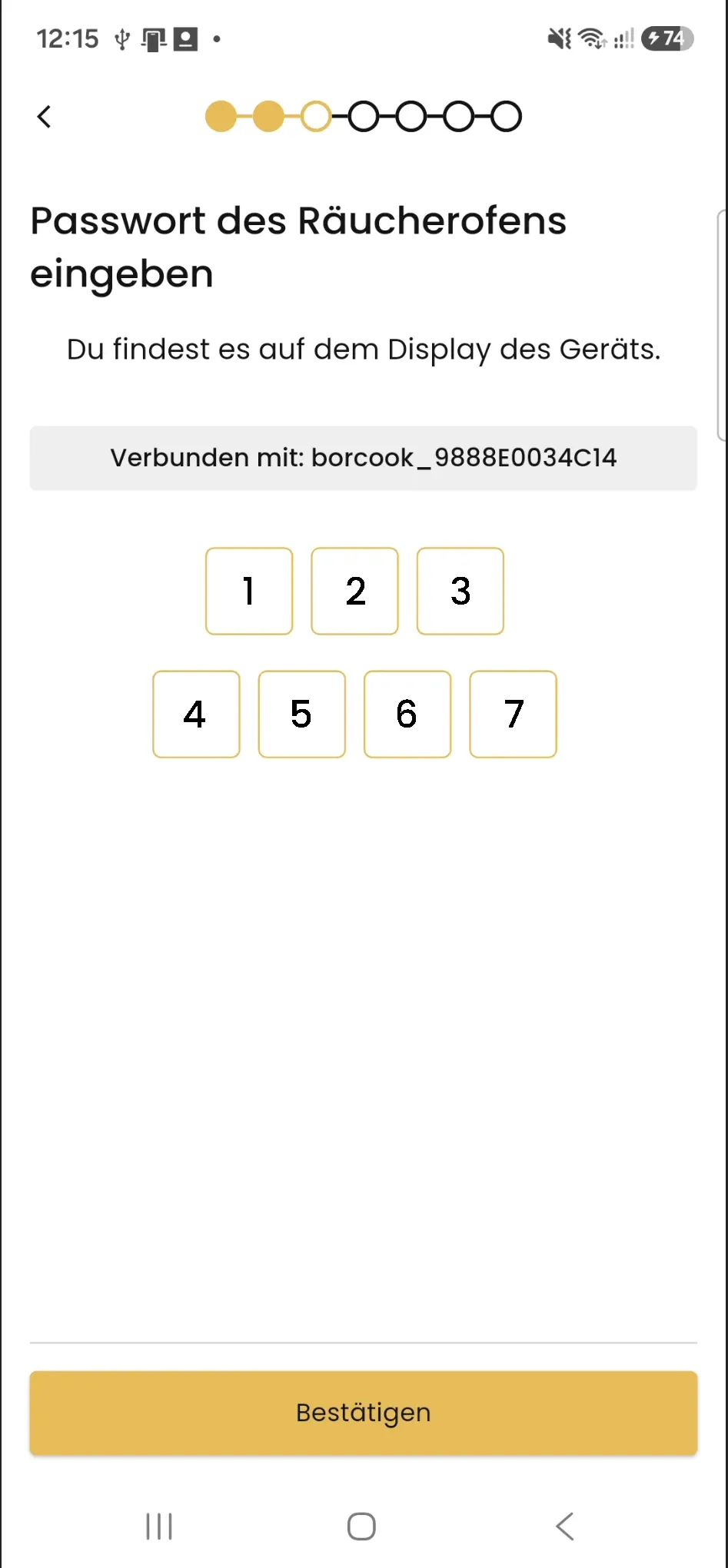 Code in der BORCOOK App eingeben