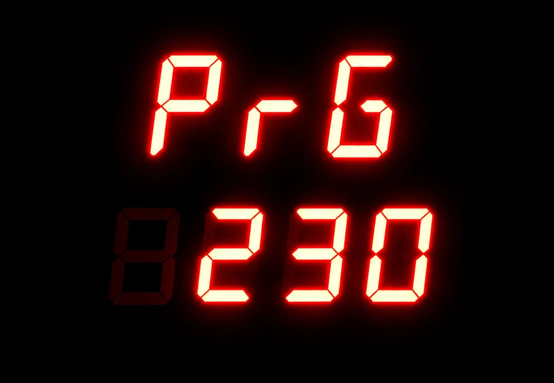PrG-Meldung auf dem Bedienfeld während eines Programms