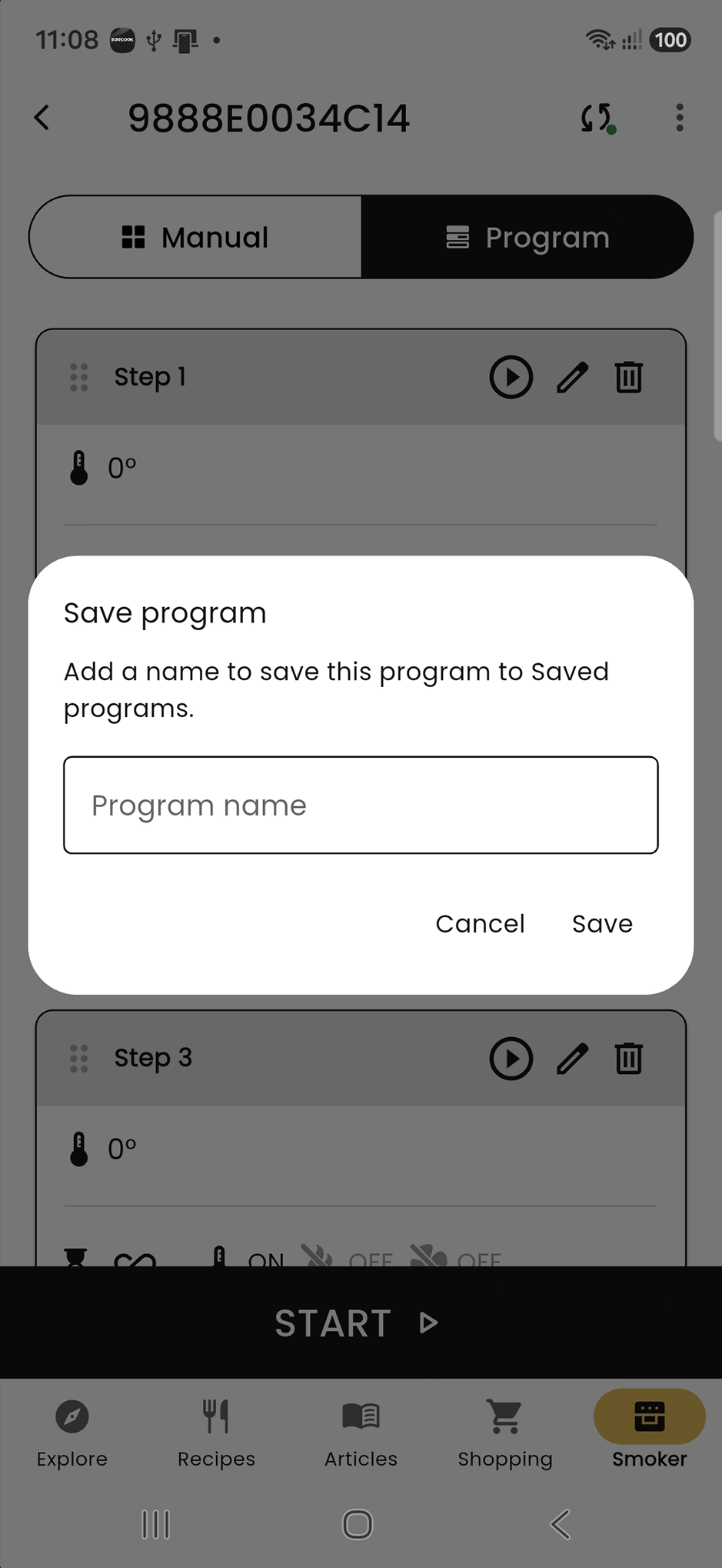 Program save dialog in BORCOOK