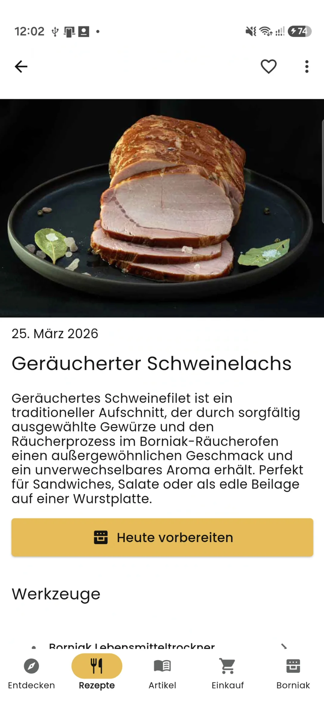 Rezept zu Favoriten hinzufügen