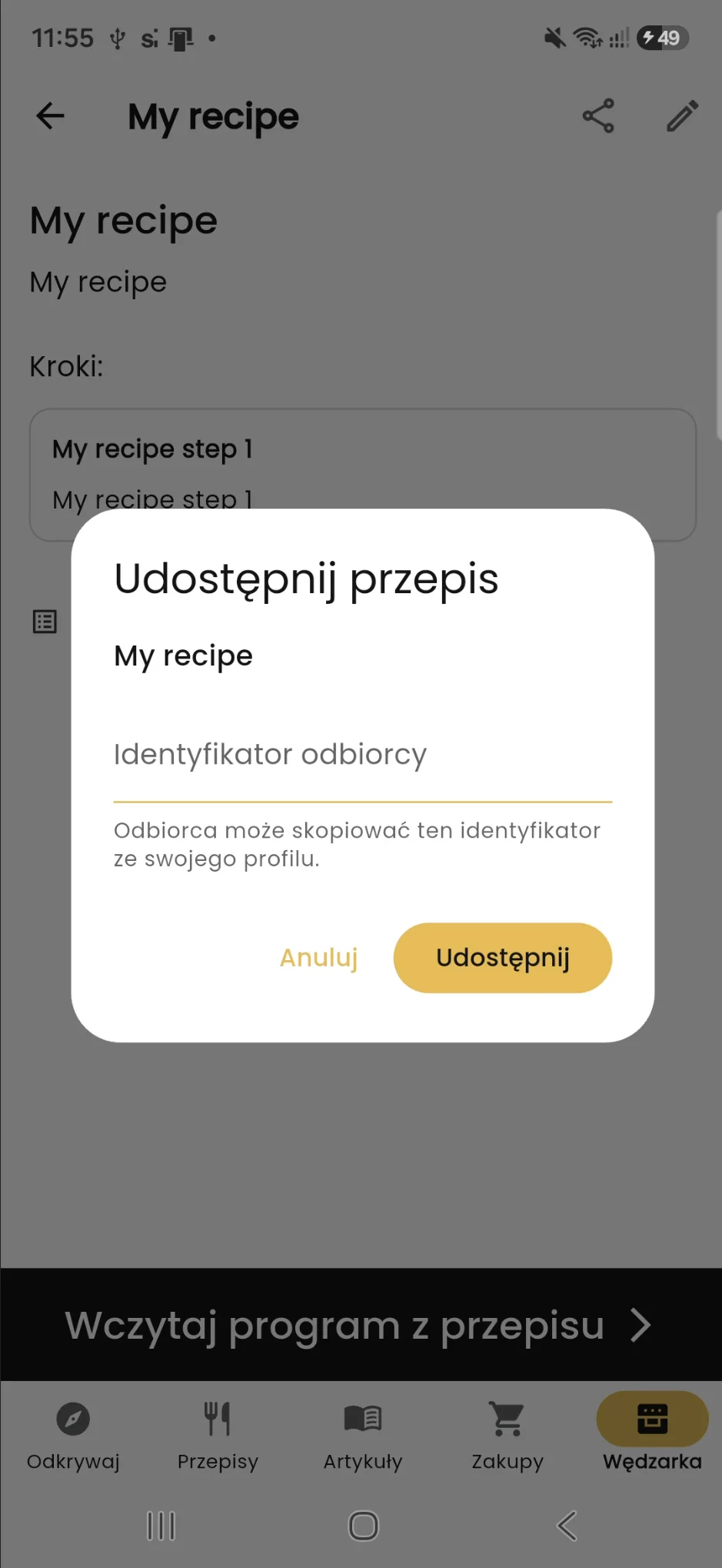 Udostępnianie własnego przepisu w BORCOOK